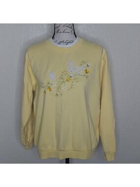 Decorated Originals Butterfly And Flower Sweatershirt Yellow Size L